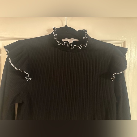 Loft Pointelle Ribbed Ruffle Top - Picture 4 of 5